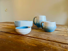 Load image into Gallery viewer, Handmade Criss-Cross Espresso Mug/Tea Cup – Unique Ceramic: OCEANBLUES
