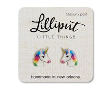 Load image into Gallery viewer, Rainbow Unicorn Earrings: White