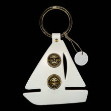 Load image into Gallery viewer, Designer Door Chimes - Sailboat: Blue / Brass