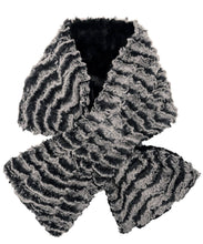 Load image into Gallery viewer, Pull Thru Faux Scarf: Carpathian Lynx / Cuddly Black / Faux Fur 100% Polyester / Pull Thru Scarf