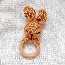 Load image into Gallery viewer, Bunny Hand Crochet Rattle, Rich Walnut