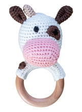 Load image into Gallery viewer, Animal Hand Crochet Rattles - Barnyard Friends: Moo Cow