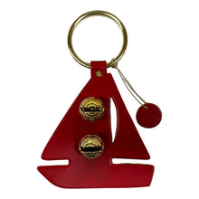 Load image into Gallery viewer, Designer Door Chimes - Sailboat: Red / Brass
