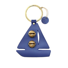 Load image into Gallery viewer, Designer Door Chimes - Sailboat: Blue / Brass