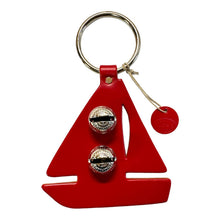 Load image into Gallery viewer, Designer Door Chimes - Sailboat: Red / Brass