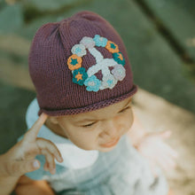 Load image into Gallery viewer, Handmade Knit Baby Beanie - Soft Purple Peace Hat: 0-6 Months