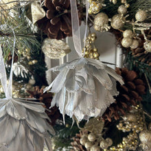 Load image into Gallery viewer, Metallic Silver Feather Ornament
