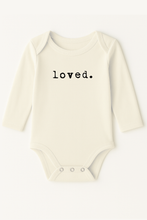 Load image into Gallery viewer, Organic Cotton Baby Bodysuit | Long Sleeve | Loved. : 6-12m