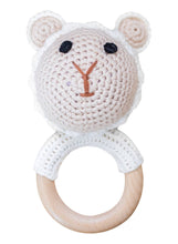 Load image into Gallery viewer, Animal Hand Crochet Rattles - Barnyard Friends: Lamb - Ivory & Pink