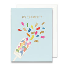 Load image into Gallery viewer, Cue the Confetti Greeting Card | Gold Foil Congrats Card
