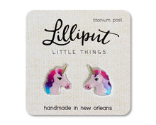 Load image into Gallery viewer, Rainbow Unicorn Earrings: White