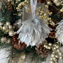 Load image into Gallery viewer, Metallic Silver Feather Ornament
