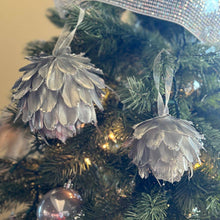 Load image into Gallery viewer, Metallic Silver Feather Ornament
