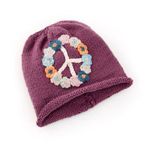 Load image into Gallery viewer, Handmade Knit Baby Beanie - Soft Purple Peace Hat: 0-6 Months
