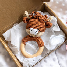 Load image into Gallery viewer, Animal Hand Crochet Rattles - Barnyard Friends: Moo Cow
