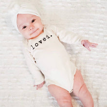 Load image into Gallery viewer, Organic Cotton Baby Bodysuit | Long Sleeve | Loved. : 0-3m
