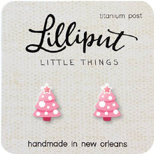 Load image into Gallery viewer, Pink Christmas Tree Earrings
