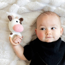 Load image into Gallery viewer, Animal Hand Crochet Rattles - Barnyard Friends: Lamb - Ivory &amp; Pink
