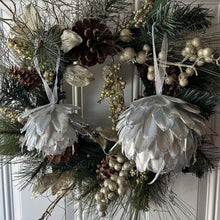 Load image into Gallery viewer, Metallic Silver Feather Ornament
