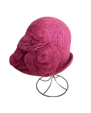 Load image into Gallery viewer, Burgundy Hat with Bugundy Roses
