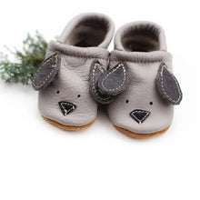 Load image into Gallery viewer, Doggies Gray // Cute Critters Leather Shoes Baby and Toddler Dogs Dog: 0   (NB-3m)4"
