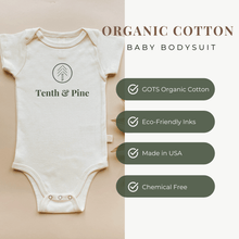 Load image into Gallery viewer, Hello I'm New Here Clay Organic Cotton Baby Bodysuit Long Sleeve: 0-3M
