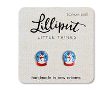 Load image into Gallery viewer, Snowman Snow Globe Earrings // Christmas // Stocking Stuffer
