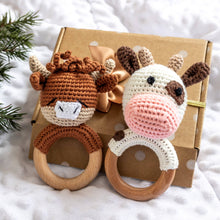 Load image into Gallery viewer, Animal Hand Crochet Rattles - Barnyard Friends: Moo Cow
