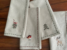 Load image into Gallery viewer, Napkins Embroidered Holiday SET OF 4
