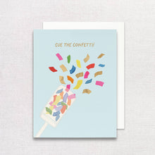 Load image into Gallery viewer, Cue the Confetti Greeting Card | Gold Foil Congrats Card
