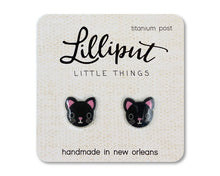 Load image into Gallery viewer, Kitty Cat Earrings : Black

