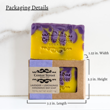 Load image into Gallery viewer, Lavender and Lemongrass Vegan Handmade Soap Bar - 4oz
