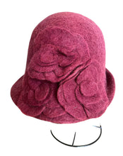 Load image into Gallery viewer, Burgundy Hat with Bugundy Roses
