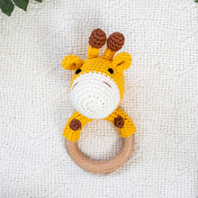 Load image into Gallery viewer, Animal Hand Crochet Rattles - Safari Collection: Elephant - Red Bow

