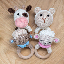 Load image into Gallery viewer, Animal Hand Crochet Rattles - Barnyard Friends: Moo Cow
