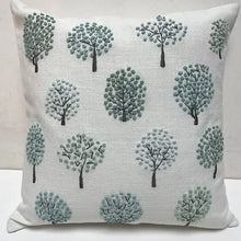 Load image into Gallery viewer, Decorative pillow with tree pattern on a white background
